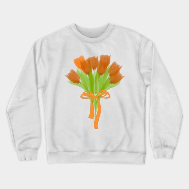 Bright Orange Tulips Art Crewneck Sweatshirt by technotext